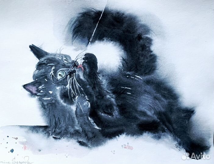 Картины акварелью с котиками