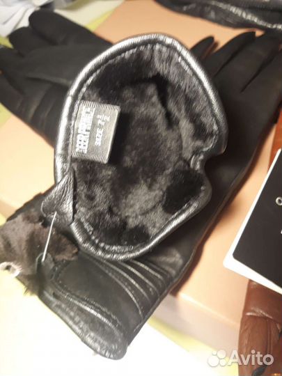 Перчатки женские кожаные новые размер 6