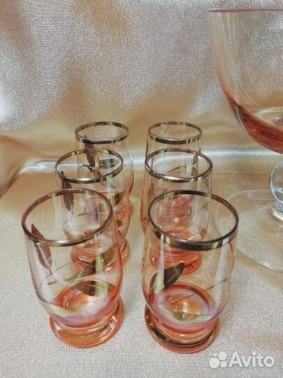 Набор коньячный, ликерный СССР цветное стекло