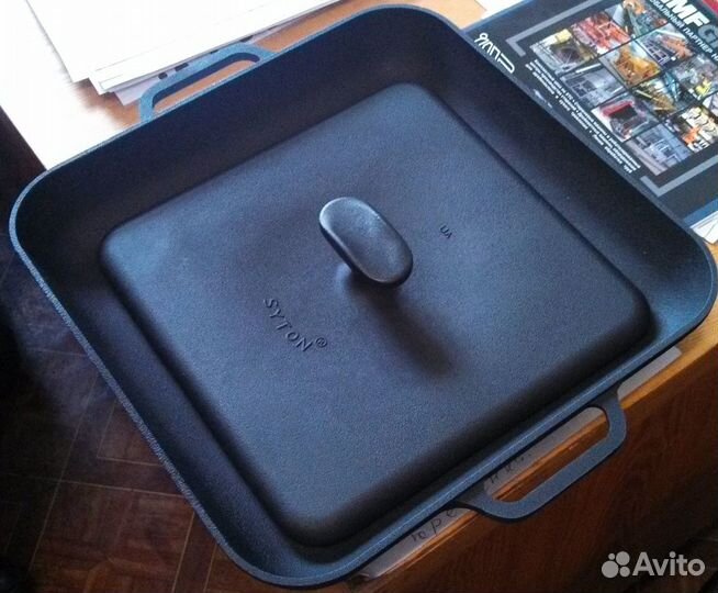 Сковорода гриль чугунная квадратная Ситон с пресом