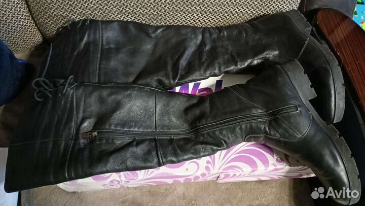 Ботфорты зимние кожаные