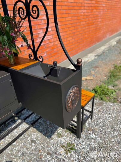 Мангальная зона с крышей печь казан барбекю