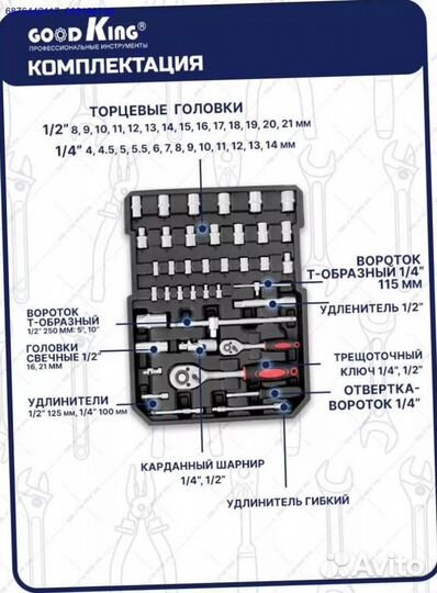 Набор инструментов в чемодане 187 предметов (Арт.7