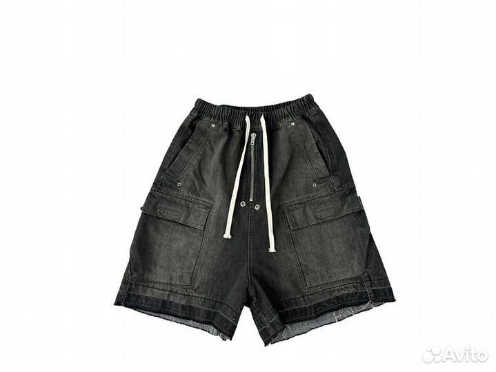 Rick Owens Drkshdw Raw-Cut Denim Cargo Shorts