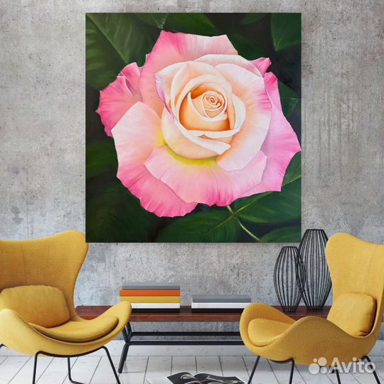 Картина маслом на холсте большая Роза