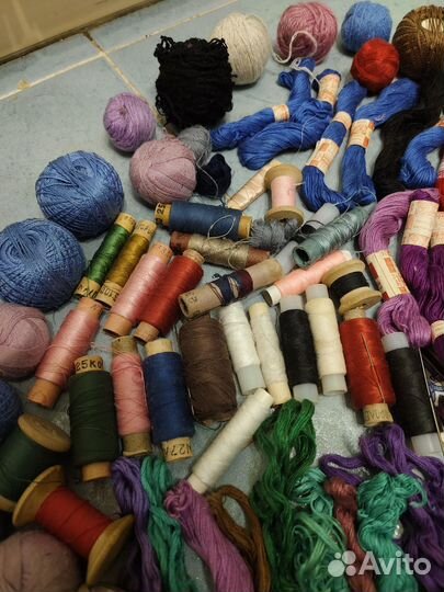 Нитки СССР мулине швейные иголки пакетом