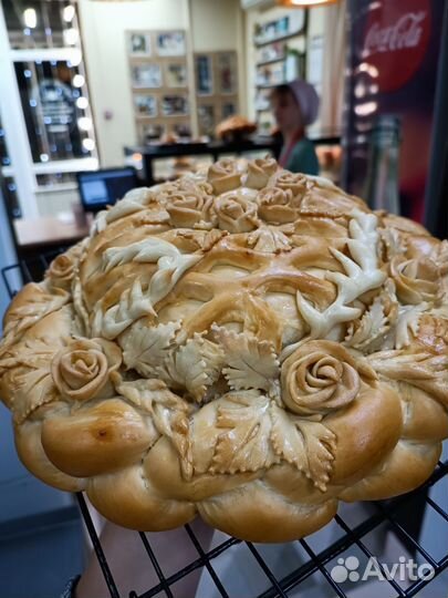 Каравай и шишки, свадебный каравай с рушником