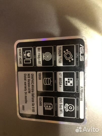 Ноутбук asus A7M 17дюймов