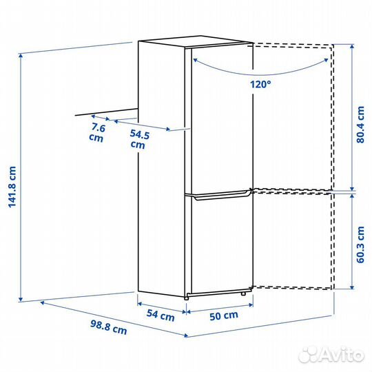 Икеа Новый холодильник/морозильник Лаган 142 см