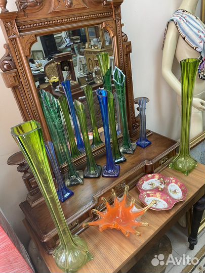 Вазы цветное стекло старинные