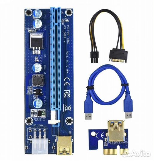 Райзер USB 3.0, питание SATA-6pin, версия 009s
