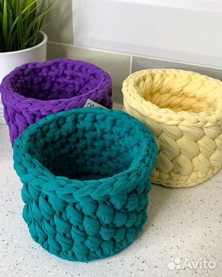 Корзинки из трикотажной пряжи