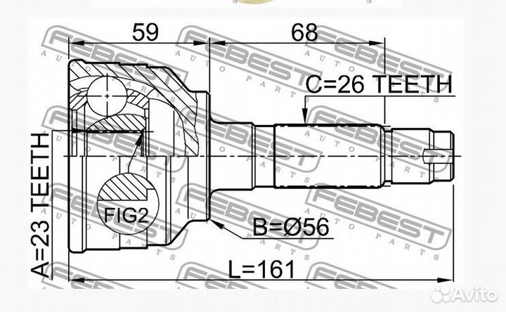 Шрус внешний передний Mazda Mpv 2.5 V6 US