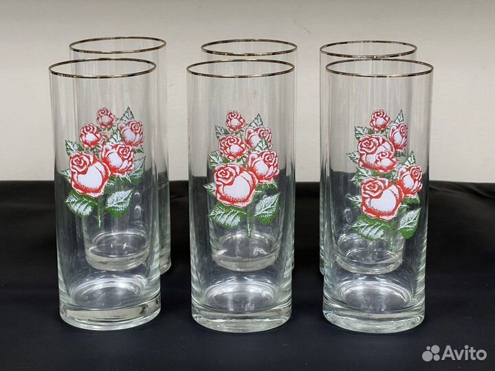 Стаканы тонкое стекло 350 мл Роза 6 шт