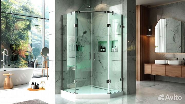 Стеклянное ограждение для душевой кабины
