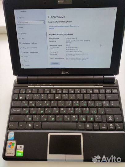 Ноутбук asus Eee PC 1000H, лицензионная Windows 10