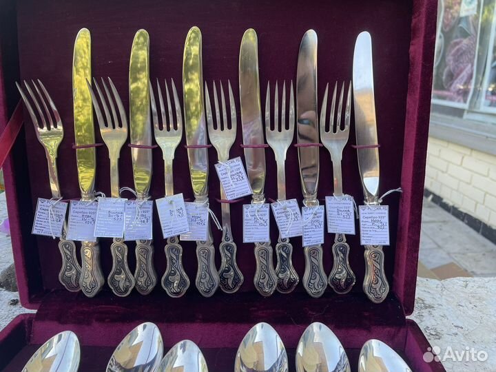 Набор столовых приборов серебро