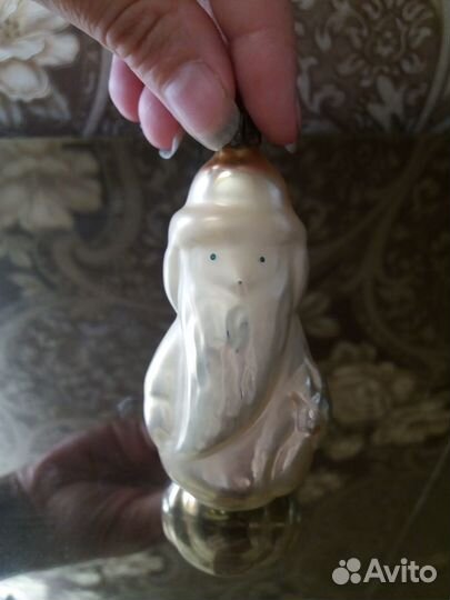 Ёлочная игрушка СССР Дед Мороз (дутое стекло)