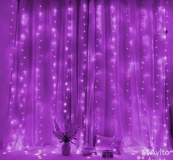 Гирлянда штора 3х3, 3*2, 5,2*2, 5*2,5, 1.5*1.5