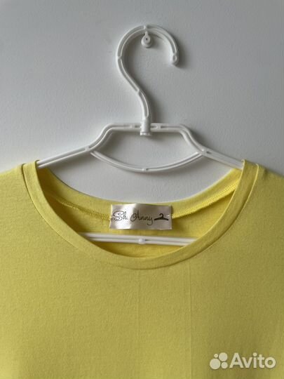 Платье футболка оверсайз новое желтое с воланом