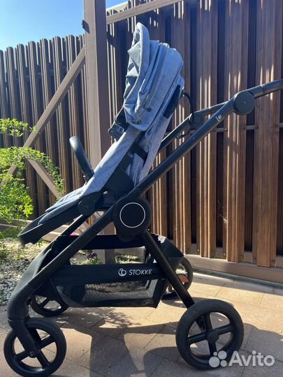 Прогулочная коляска бу stokke beat синяя