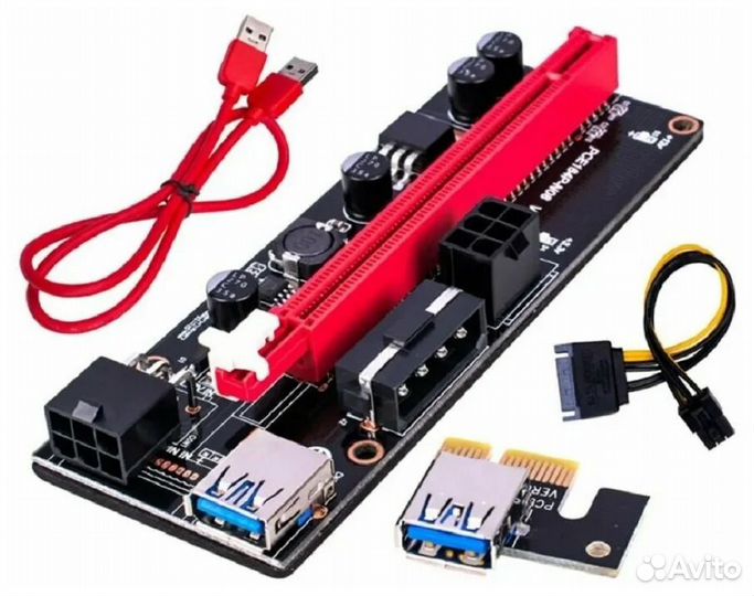 Райзер PCI-E VER 009S Multi (2x6 Pin, Molex)