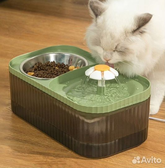 Кормушка поилка Фонтан для кошек 3L