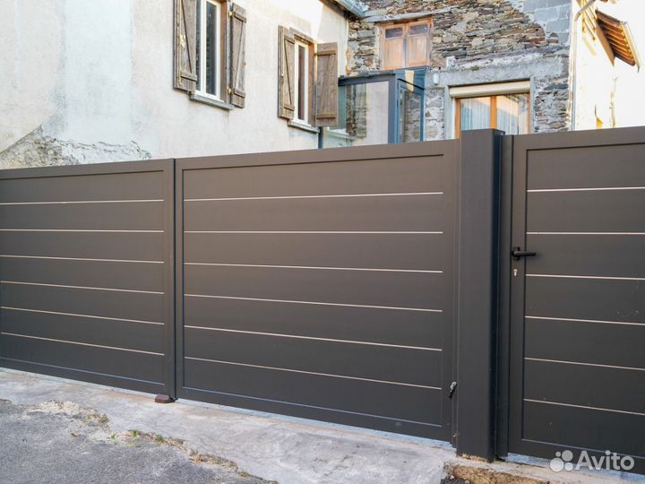 Откатные ворота с калиткой монтирование до 3-х дн