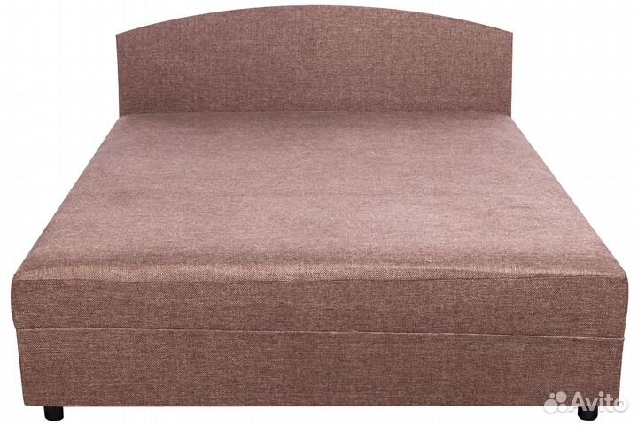 Кровать с ящиком коричневая рогожка однотонная. В