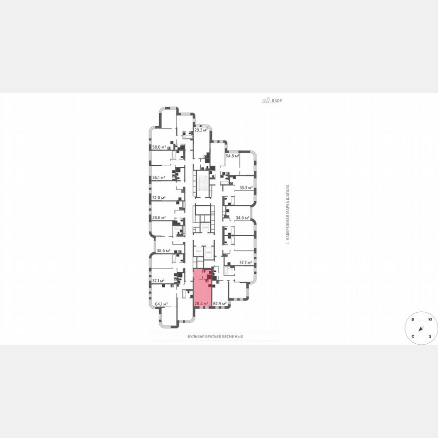 Квартира-студия, 28,4 м², 16/43 эт.