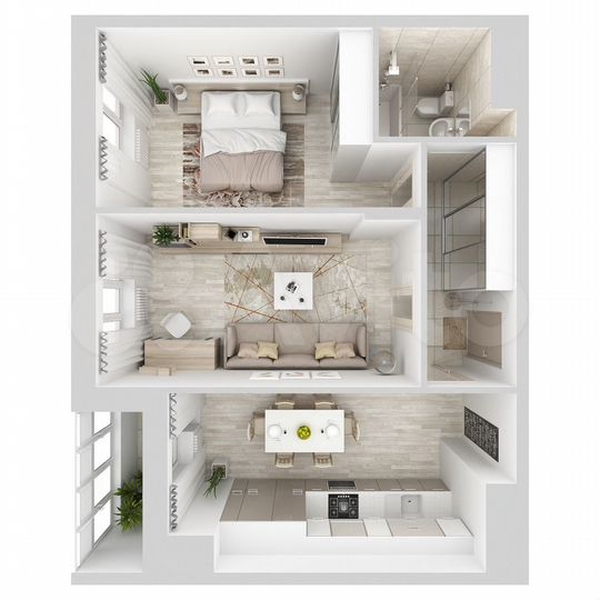 2-к. квартира, 53,5 м², 13/15 эт.