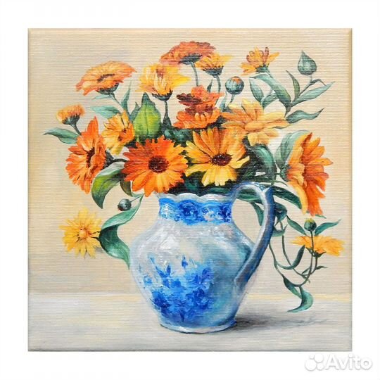 Картина маслом с цветами, букет цветов картина