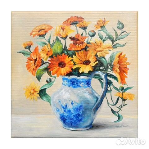 Картина маслом с цветами, букет цветов картина