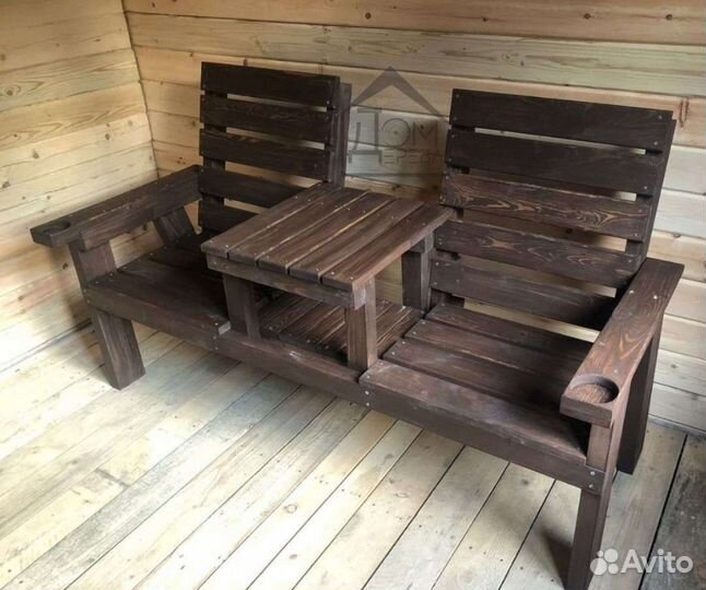 Лавочка со столиком подстаканник садовая мебель