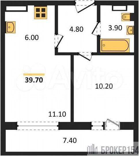 1-к. квартира, 39,6 м², 15/17 эт.