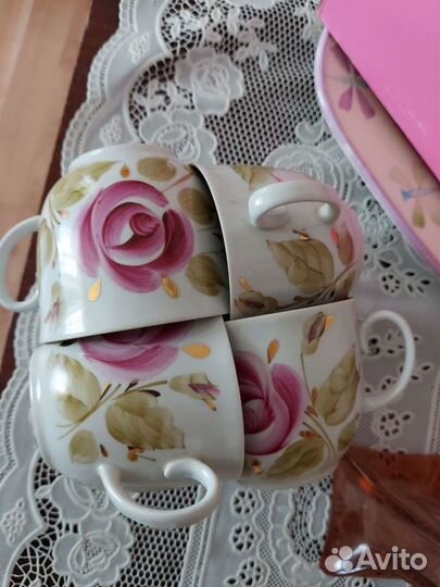 Чайные чашки с блюдцами СССР 4 шт