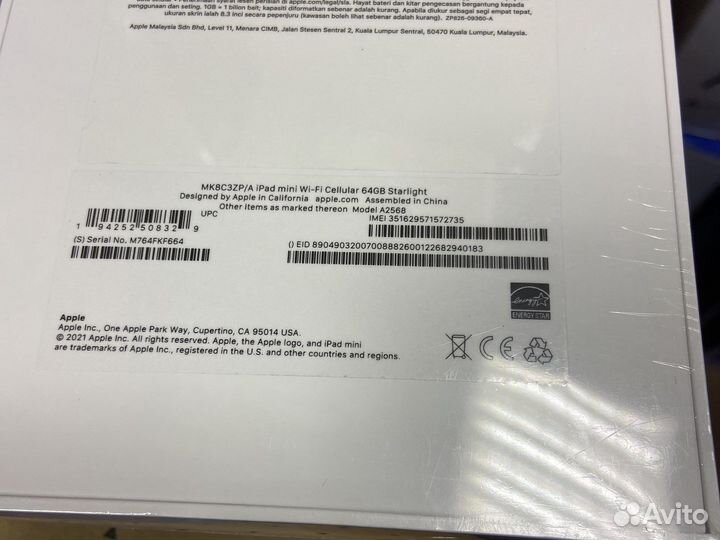 Apple iPad mini 6 64gb wifi + cellular новый