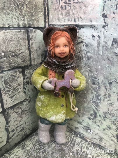 Ватная елочная игрушка ручная работа