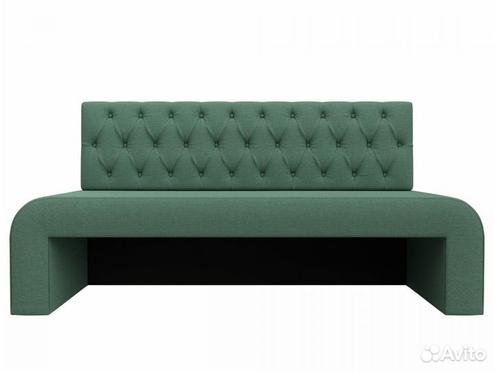 Диван кухонный прямой Кармен Люкс, рогожка, амур зеленый