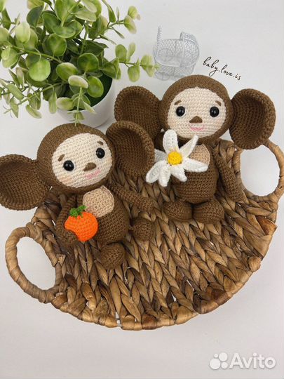 Вязаная игрушка, чебурашка, игрушка ручной работы