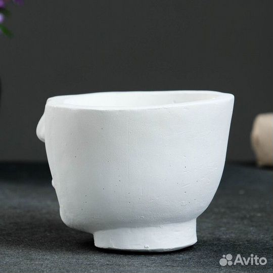 Кашпо гипс горшок подсвечник для свечей голова