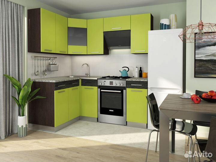 Кухонный гарнитур, кухня Алиса 11 Венге/Лайм