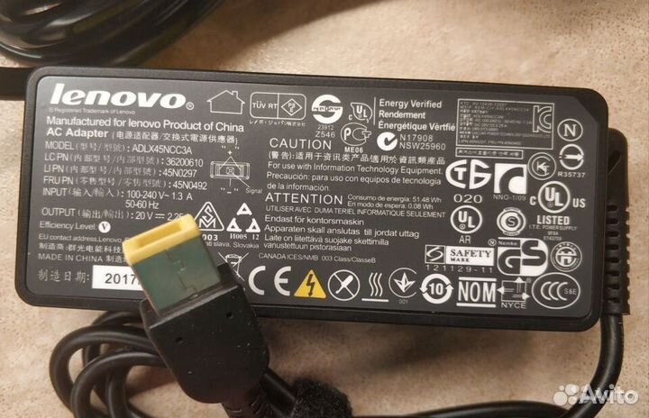 Блок питания для ноутбука Lenovo 20V 2.25A 45W
