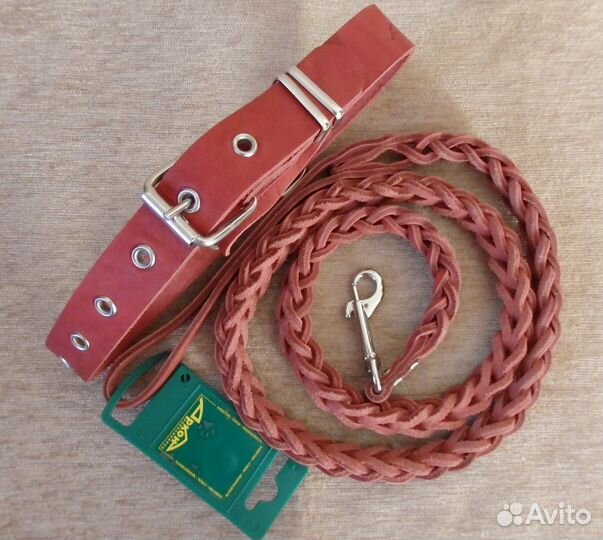 Ошейники+поводки. Натуральная кожа. Россия. Новые