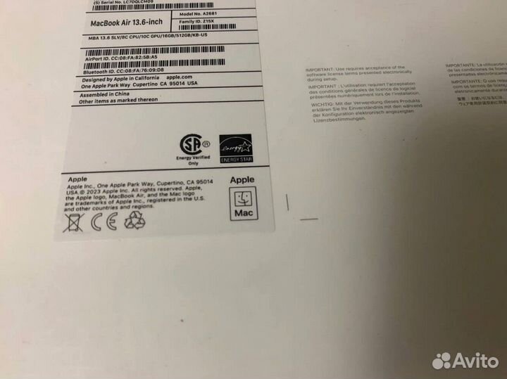 Macbook Air 13 m2 16/512