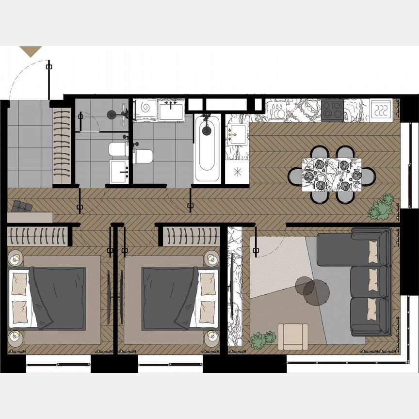 2-к. апартаменты, 69,9 м², 22/23 эт.