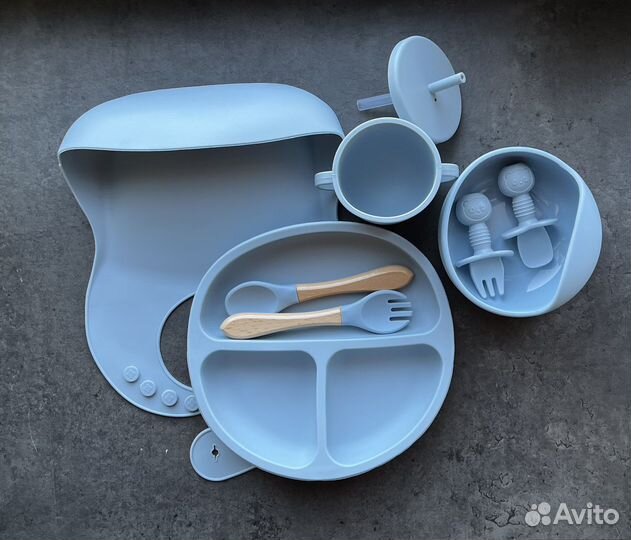 Набор детской силиконовой посуды 8 предметов