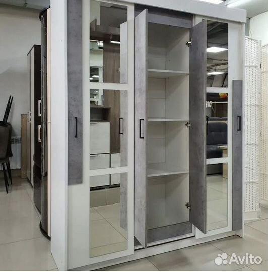 Шкаф-купе топ бетон\белый