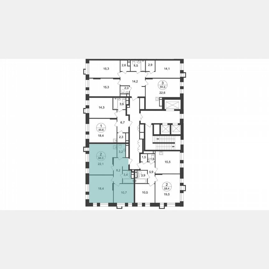 2-к. квартира, 66,1 м², 19/20 эт.