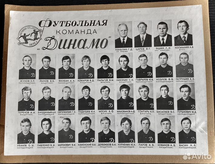 Фото футбольной команды «Динамо»1974г